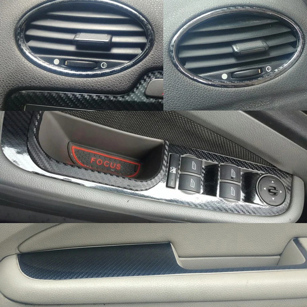 Для Ford Focus 2005-2008 внутренняя Центральная панель управления дверная ручка 3D/5D наклейки из углеродного волокна наклейки аксессуары для автомобиля