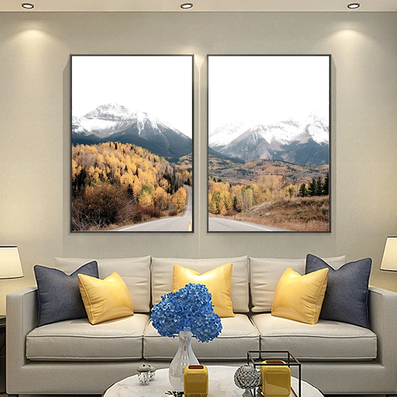 Scandinavian Style Forest Landscape Canvas Wall Art Posters and Prints Nordic Painting Mountaint Pictures Modern Home Decor | Дом и сад