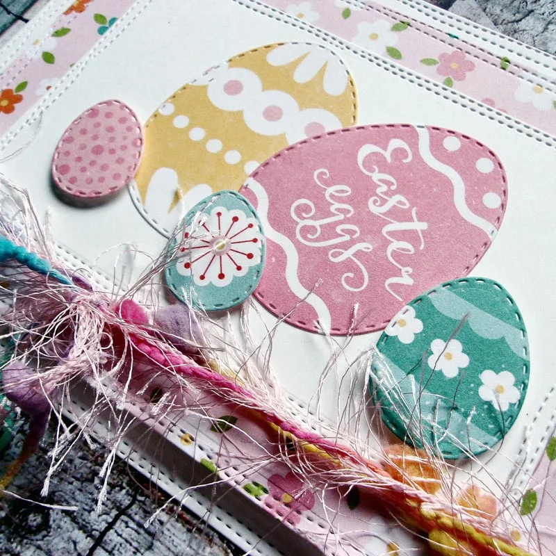 Вырубные штампы сшитые пасхальные яйца фотобумага рукоделие металлический