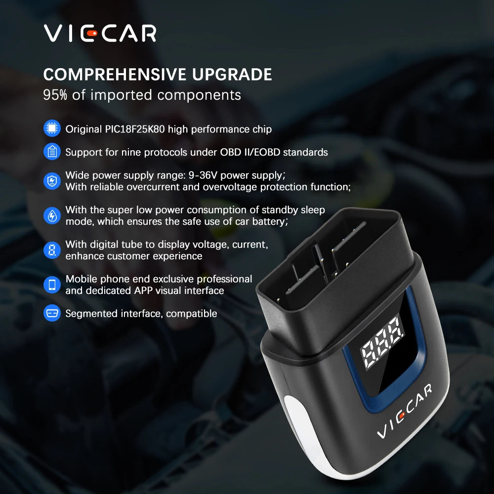 Viecar ELM327 V2.2 PIC18F25K80 OBD2 Bluetooth 4.0 Wi-Fi ELM 327 для Android IOS OBD 2 Автомобильный Диагностический
