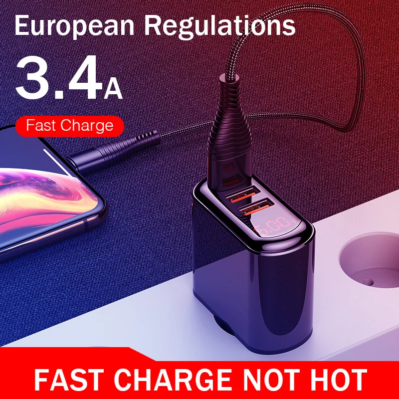 Сетевое зарядное устройство с 3 USB-портами и светодиодным дисплеем 4 А | Мобильные