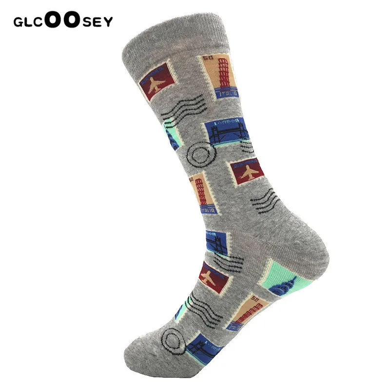 Носки мужские повседневные из чесаного хлопка забавные уличные длинные цветные