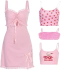 Женская майка на бретельках Y2K, розовая, повседневная, летняя, 2021