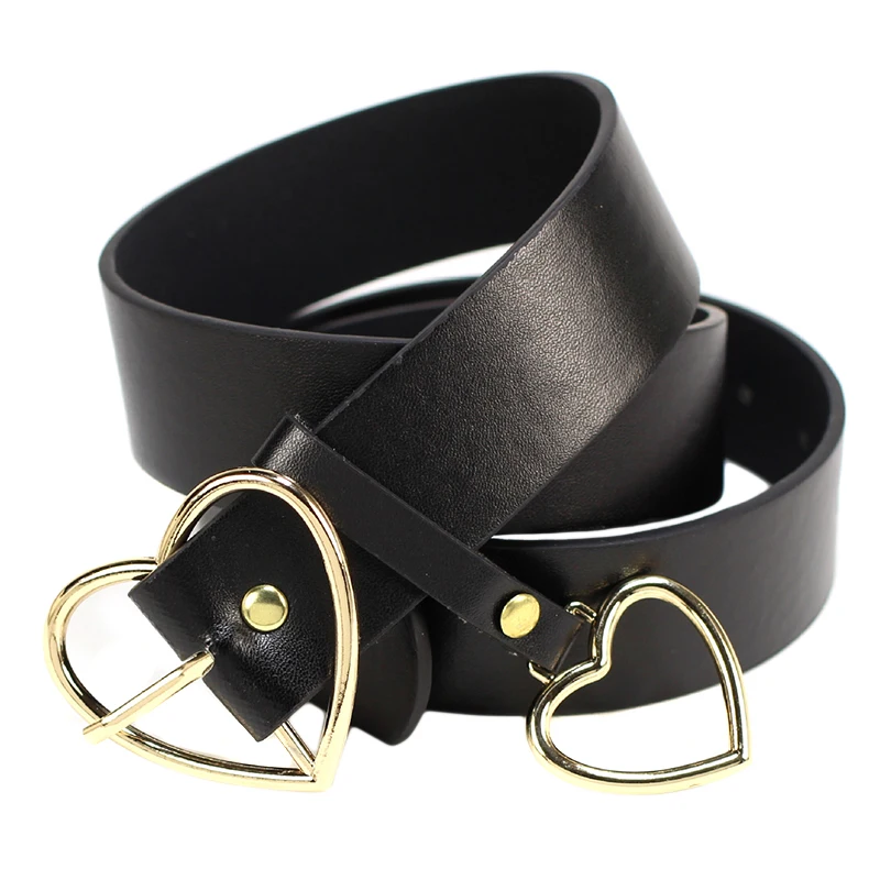 

Women Waist Belt Hot Sale Design Fashion Gold Pin Buckle Solid Pu Leather Strap Lovely Women'S Big Ring Decorated Belts