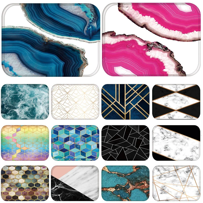 Sea Geometric Kitchen Entrance Door Mat Coral Velvet Carpet Rubber Colorful Indoor Floor Mats Non-Anti-Slip Rug tatami |
