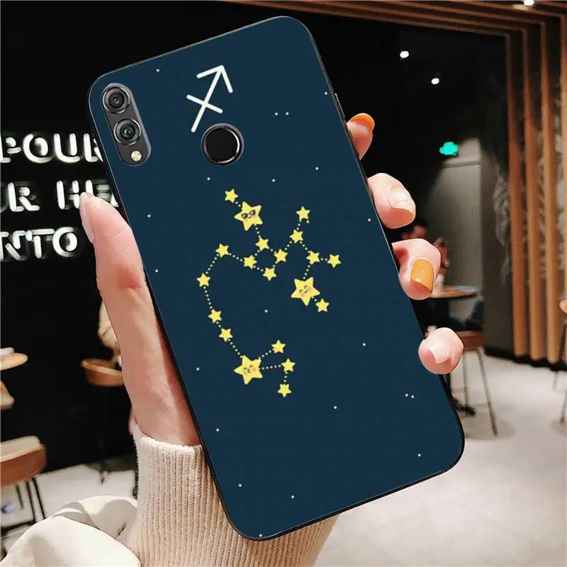 Yinuoda 12 созвездий знаков зодиака черный чехол для мобильного телефона Huawei P20 30 Lite