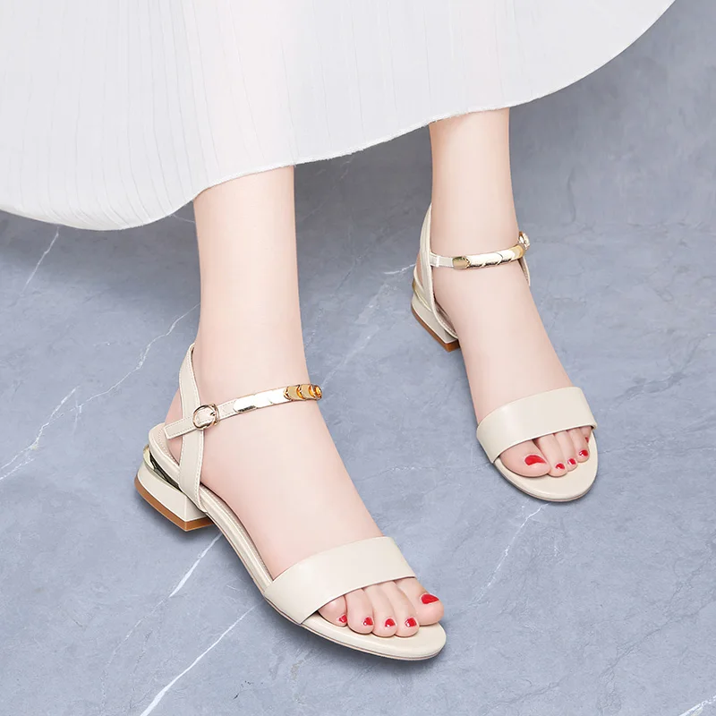 

New Style One-Strip Sandals Women Summer Low-Heel Flat Square Heel Sandals