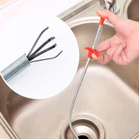 zk40 85cm kitchen sink cleaning hooksewer spring pipe dredging tools drain snakecleanerstick clog remover kitchen accessories