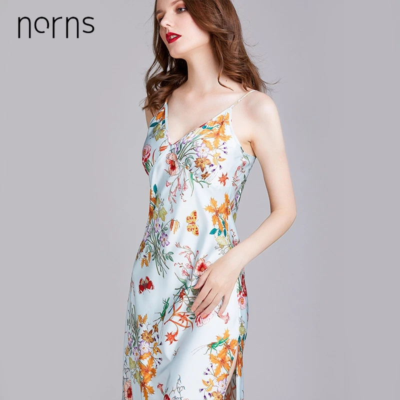 Женская шелковая пижама Norns тонкая сексуальная ночная рубашка на бретельках