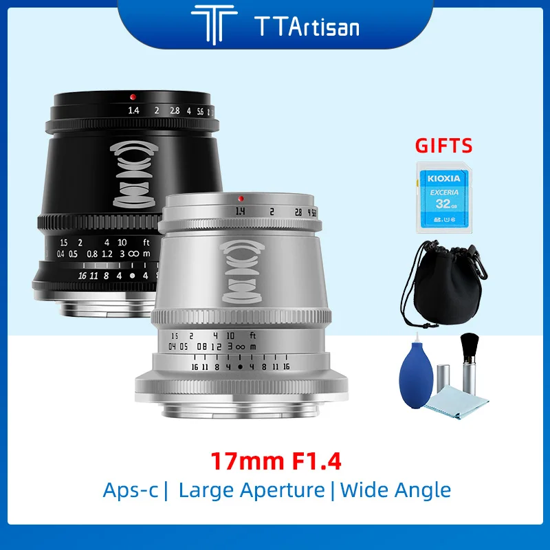 

TTArtisan 17mm F1.4 APS-C Manual Focus Prime Fixed Portrait Lens for Sony E Fujifilm XF M4/3 Canon EOSM Nikon Z Mount Cameras