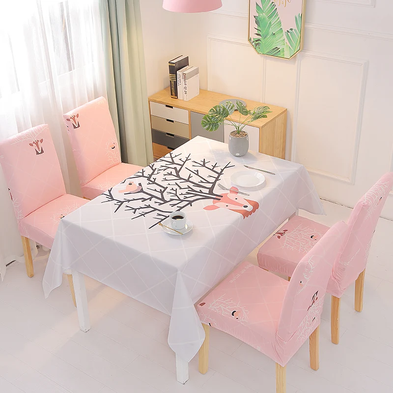 pink deer Скатерти и чехлы для стульев прямоугольная скатерть Водонепроницаемая скатерть покрытие для обеденного стола чайный столик Мультяшные салфетки - Цвет: pink deer