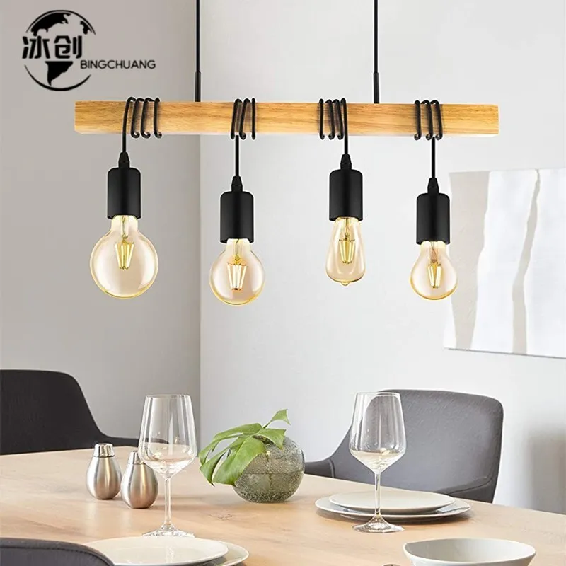 

EGLO Townshend 95499 Wooden 6-Bulb Hanging Pendant Light E27, Steel and wood, Black, 110cm x 70cm x 5cm