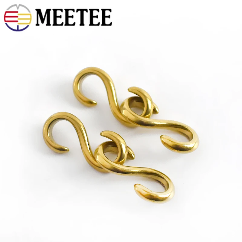 5 предметов в партии 20 штук Meetee Чистый медный крюк S Форма твердой латуни пряжки