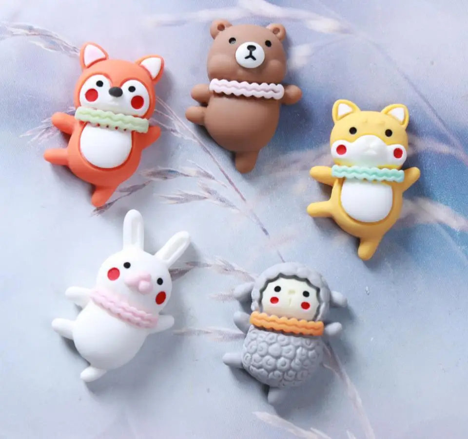 

Kawaii Cartoon Resins Flatback Animal Bear Rabbit Cabochons DIY Scrapbook Hair Bows Center Accessories