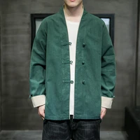 thick cotton chinese jacket shirt mandarin collar frog button front m 5xl plus size men japanese style kimono jacket for men