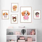 Картина на холсте с изображением чихуахуа, пуделя Тедди, галстук-бабочка для собаки, постер для детской комнаты