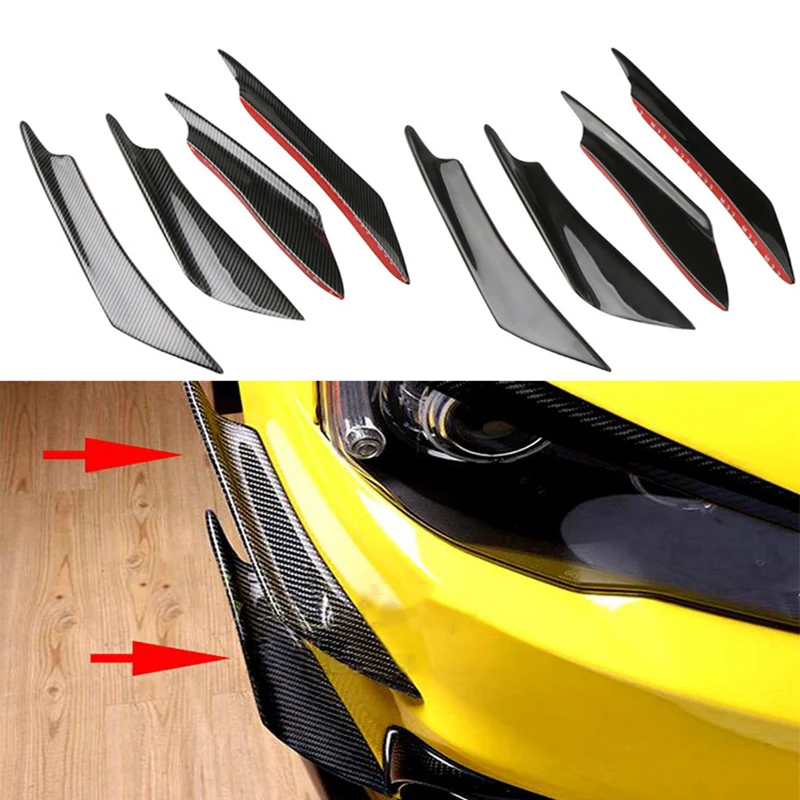 

4pcs/set Car General Modified Side Spoiler Bumper Wind Knife Stickers Protector Car Carbon Fiber Stickers Decor Auto Accessories