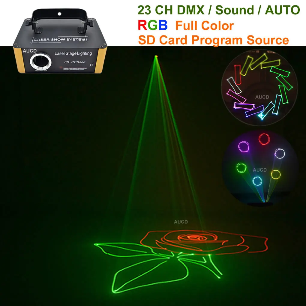 AUCD 500 МВт RGB Лазерная SD карта программа DMX анимация сканирование проектор огни диско вечерние DJ шоу луч движущийся луч сценическое освещение SDF5