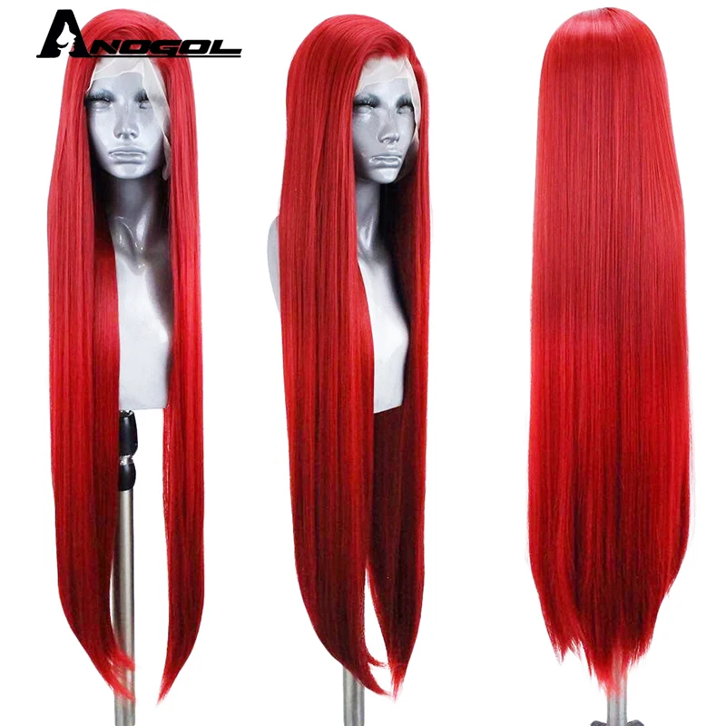 Женский длинный прямой парик с платиновым кружевом из высокотемпературного