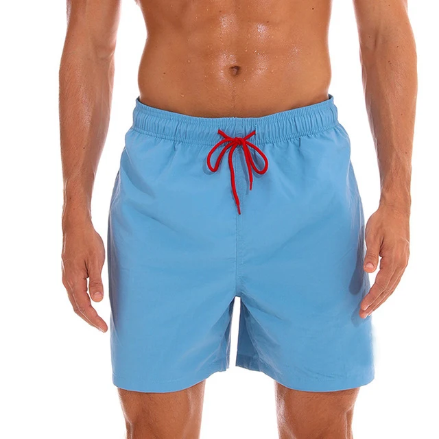 Light blue Быстросохнущий купальный костюм, мужские летние пляжные шорты для серфинга, плавания, пляжа, шорты для занятий спортом, бега, спортзала, Maillot De Bain Homme - Цвет: Light blue