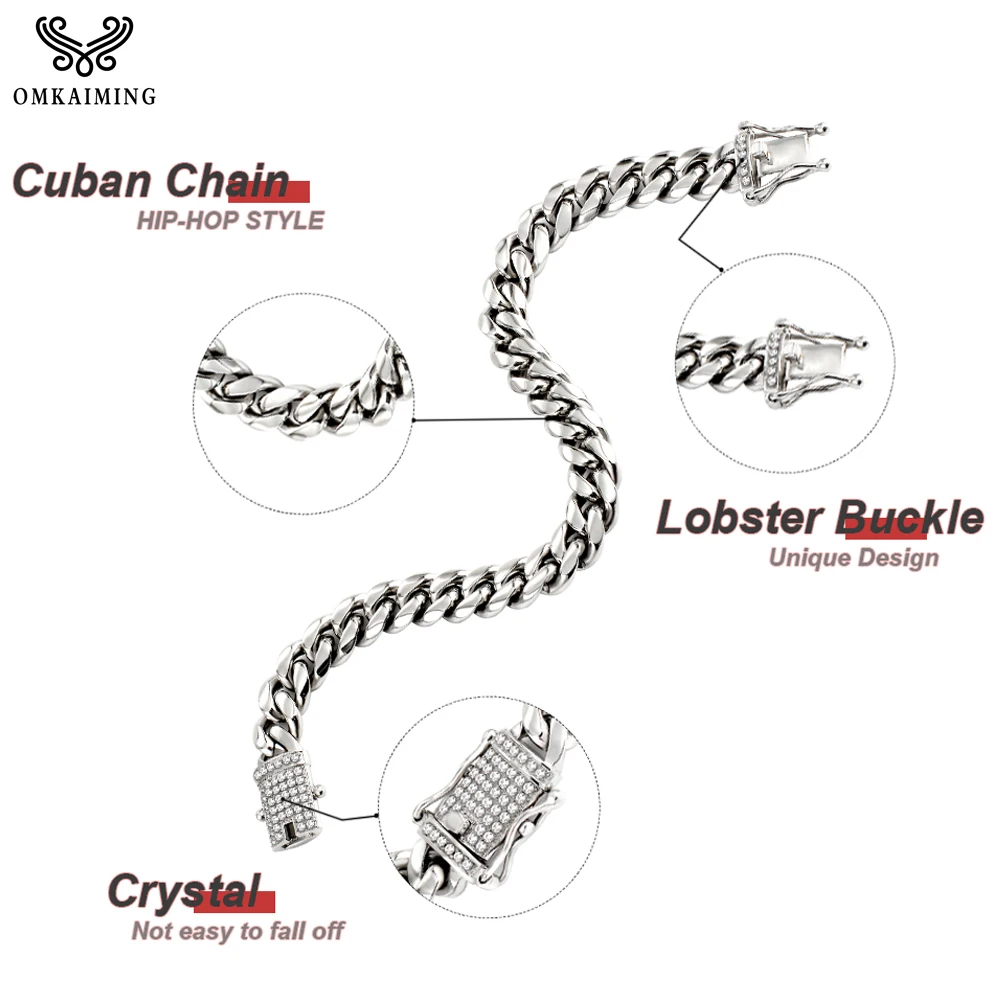 

Fashion Jewelry Men Bracelet Curb Cuban links & chains Stainless Steel Bracelet for Bangle Male Accessory Wholesale width 10mm