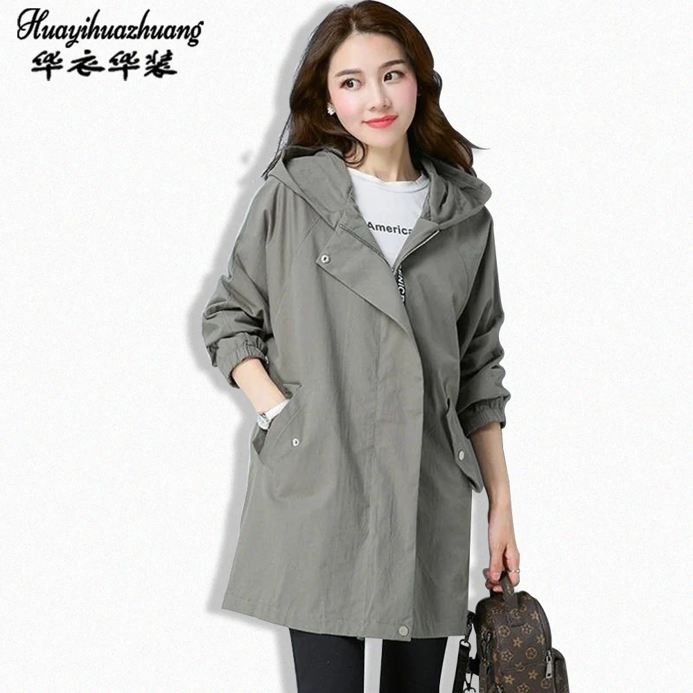 Женский Повседневный плащ на молнии с капюшоном в Корейском стиле винтажный