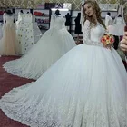 Женское свадебное платье принцессы, пышное винтажное бальное платье с длинным рукавом, свадебные платья, модель 2021