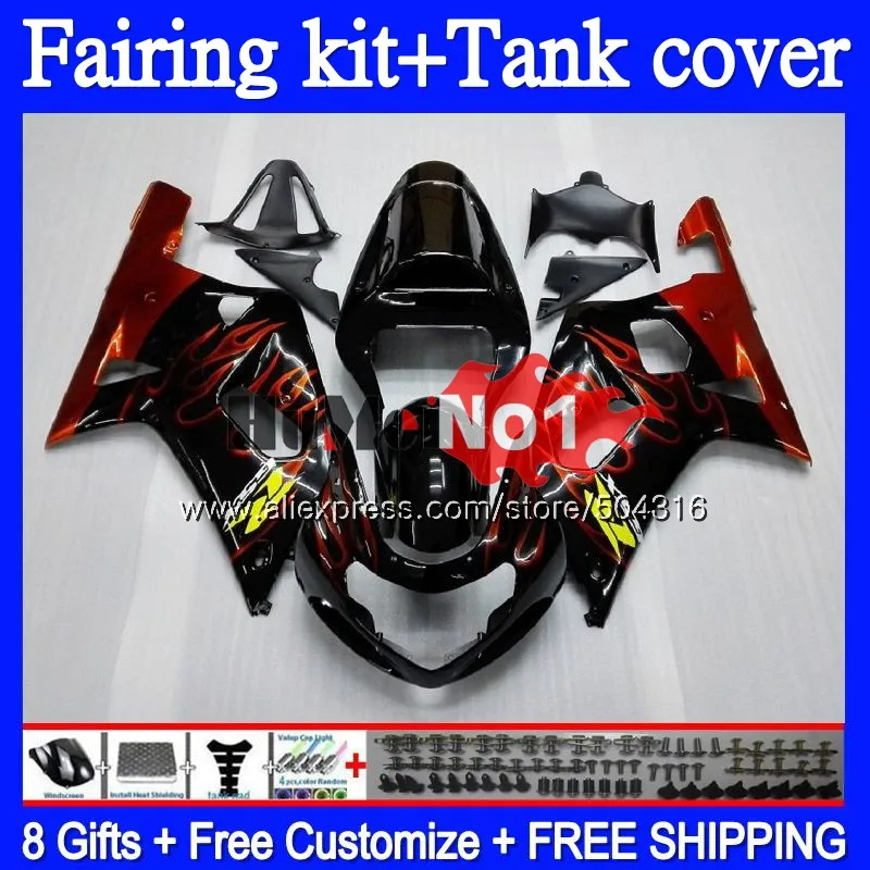 

+Tank For SUZUKI GSXR 750 GSXR-600 GSX-R600 Orange flames 63MC.32 GSXR 600 K1 CC GSXR750 GSXR600 01 02 03 2001 2002 2003 Fairing