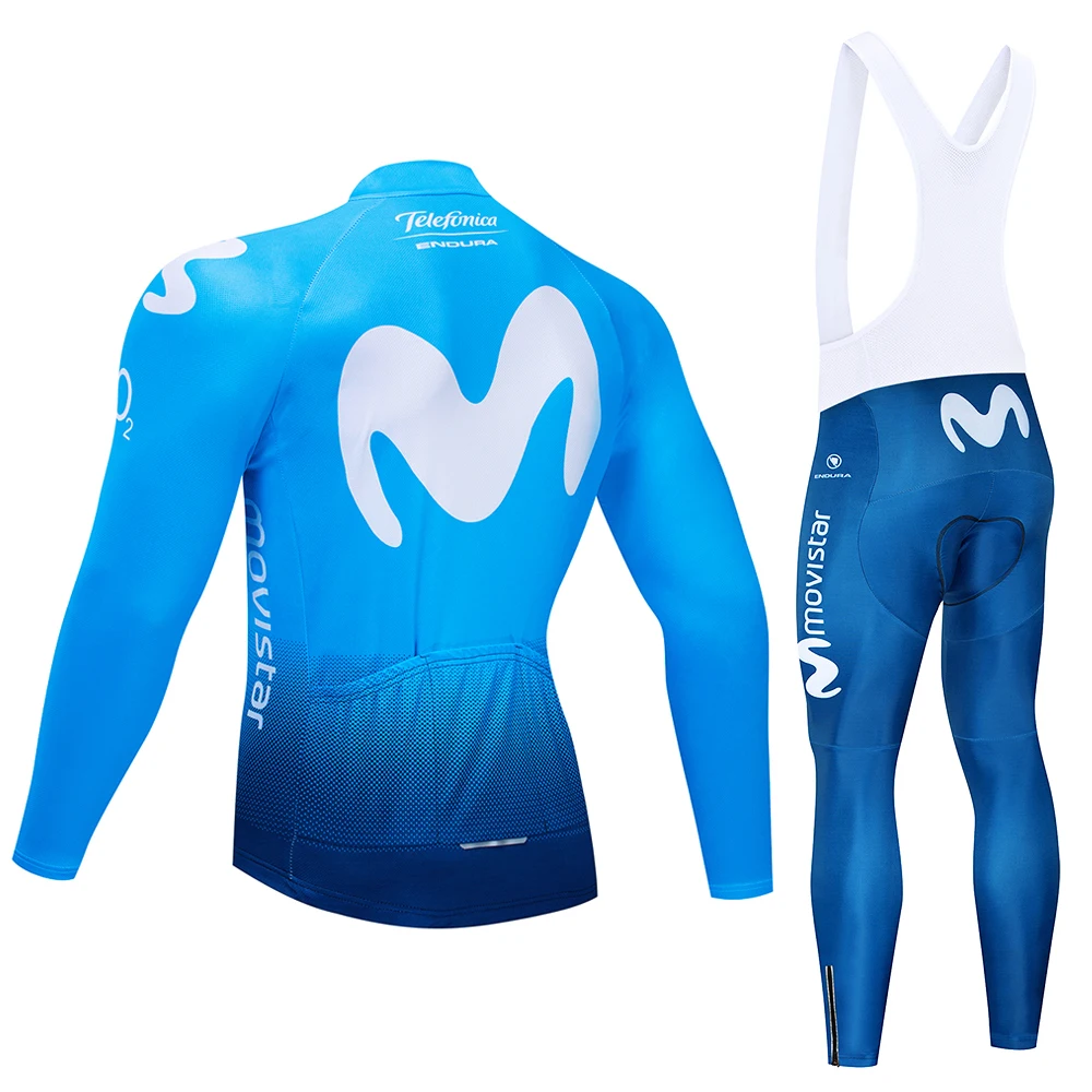 Movistar Pro Team зимний теплый флисовый длинный комплект одежды для мужчин, Велоспорт Джерси, нагрудник, велосипед, Ropa Ciclismo, велосипедная одежда