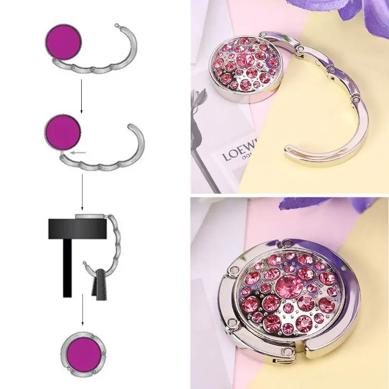 Круглая складная сумка кошелек стразы вешалка для сумки стол крючок тоут