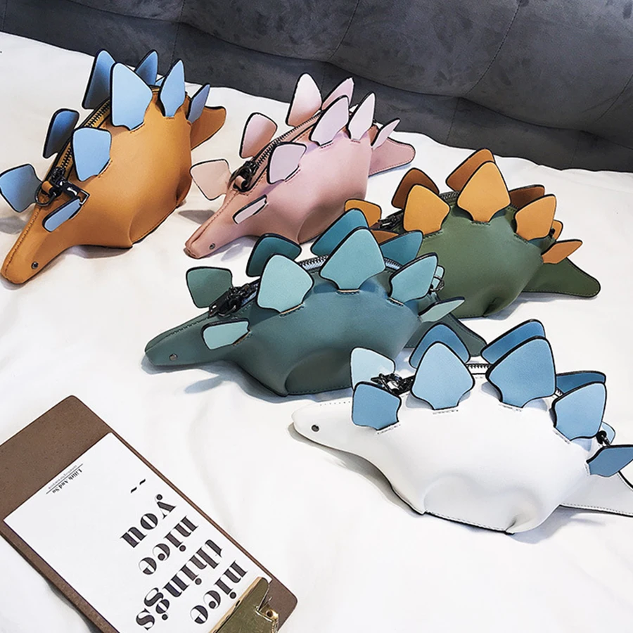 Женские сумки через плечо Kawaii Dinosaur с объемными панелями забавная сумка