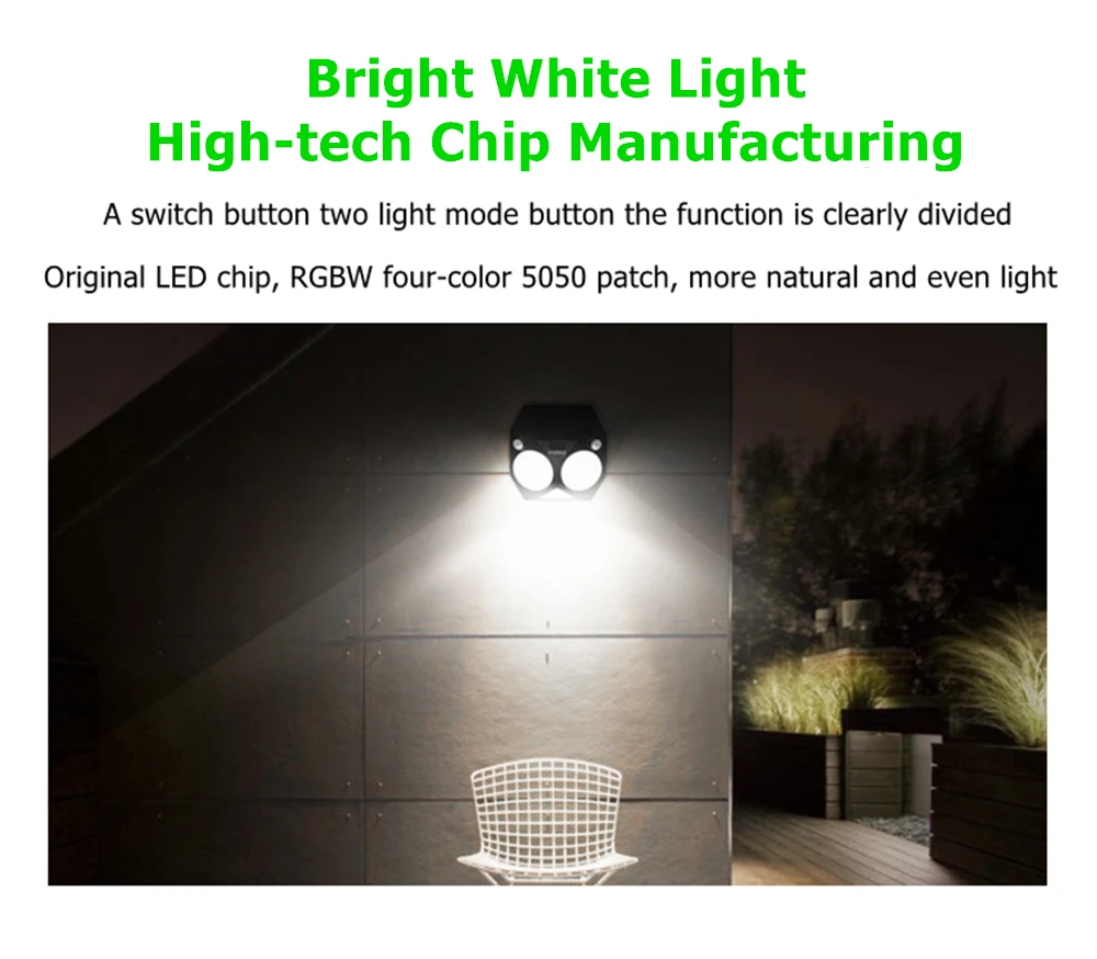 

Solar Light Outdoor Motion Sensor Waterproof Garden Solar Lamp RGBW LED Dual PIR Security Light