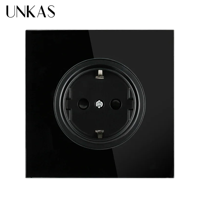 UNKAS кристальная стеклянная панель розетка Золотая зарядного устройства 16А