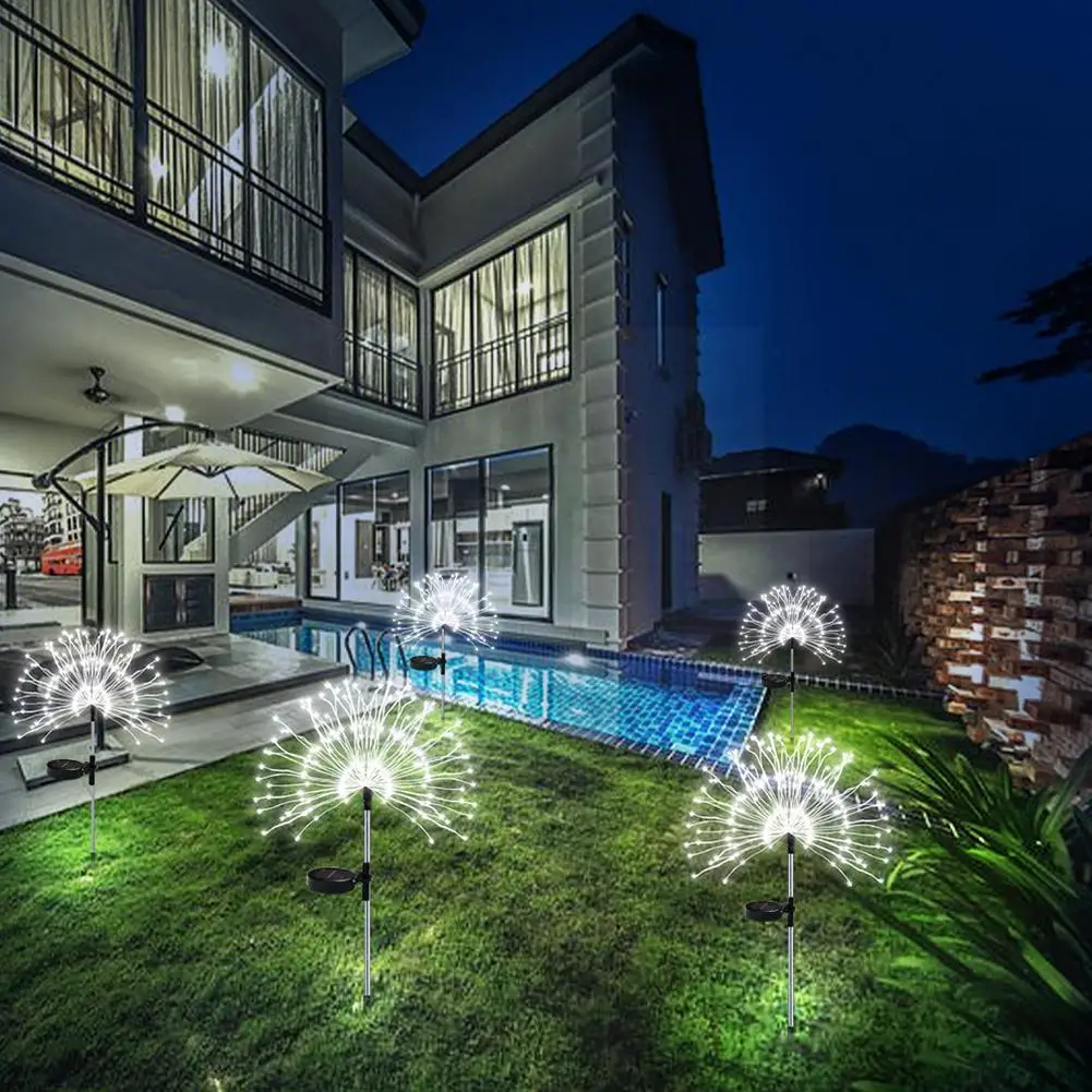 

Solar Powered Outdoor Grass Globe Dandelion Fireworks Lamp 90LED For Garden Lawn Landscape Lamp Holiday Light H1L3