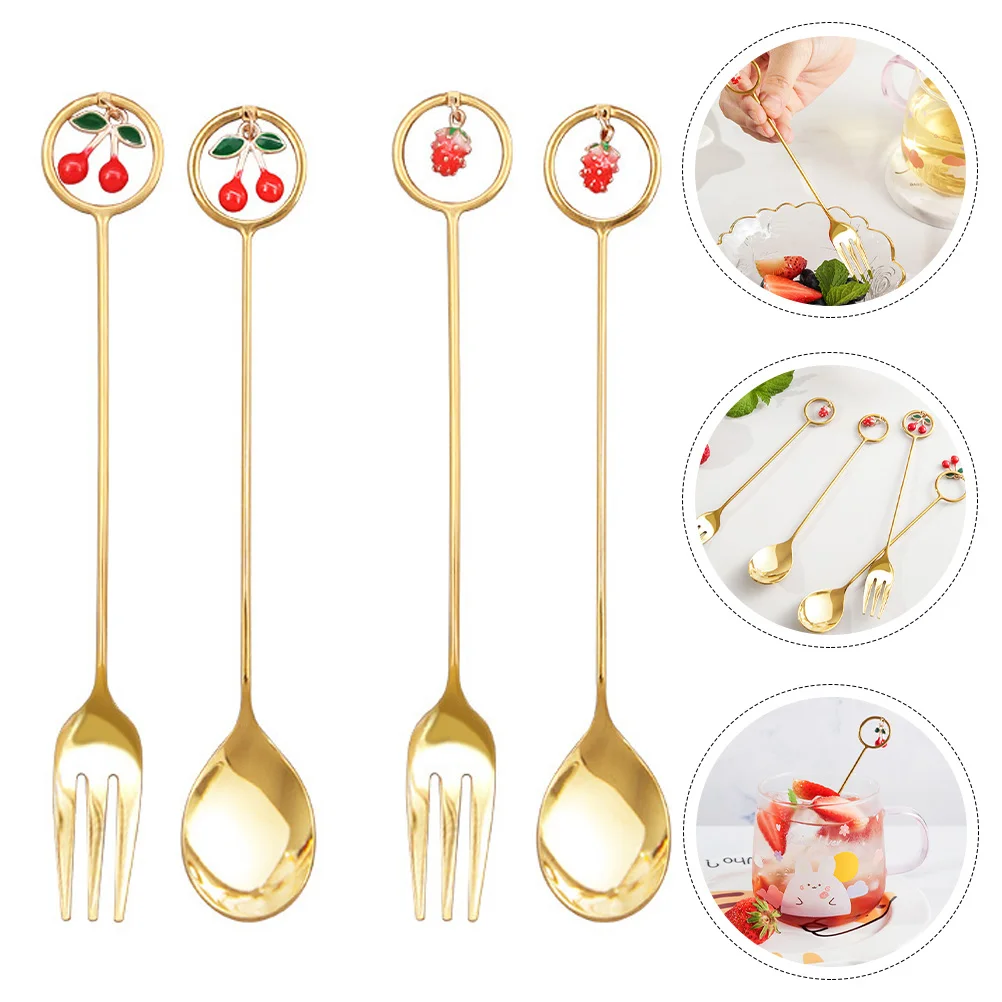 4 шт. креативные кофейные ложки десертные искусственные (золотистые) | Дом и сад