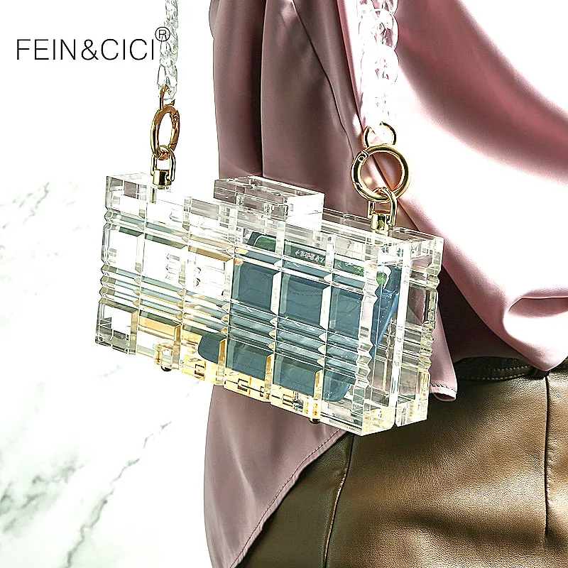 Прозрачный акриловый клатч кошелек женская прозрачная сумка пластиковая
