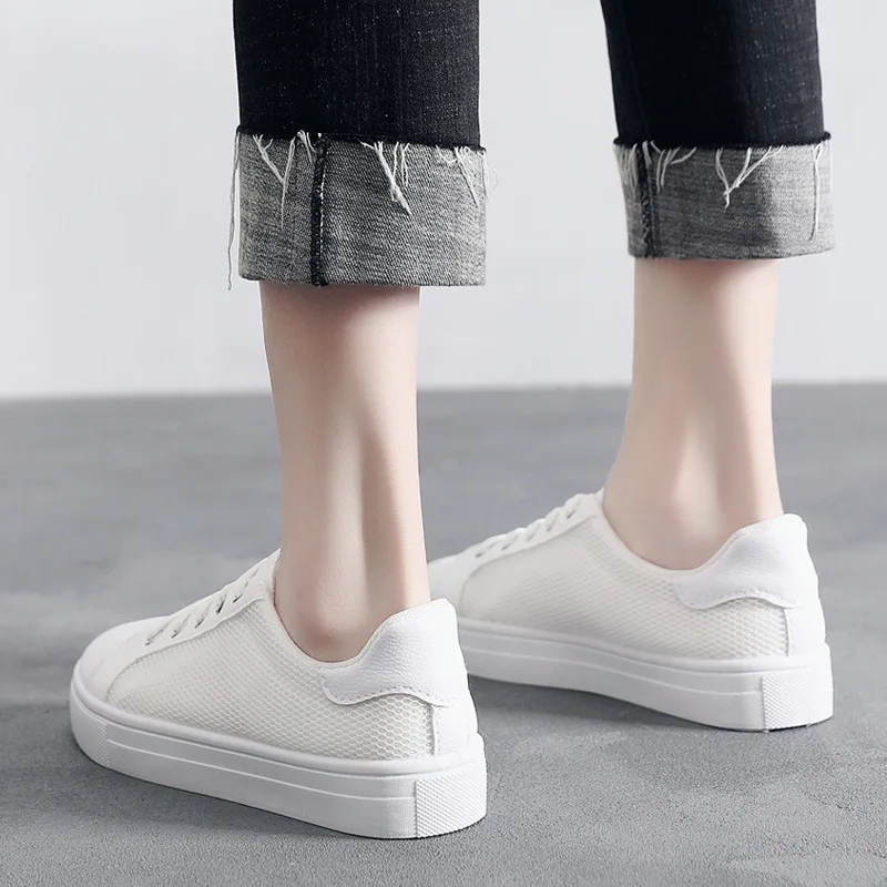 Small White Shoes 2020 Summer Women's Mesh Air Breathable Flats Bottom Female Comfortable Sneaker Casual Walking Shoes for Women