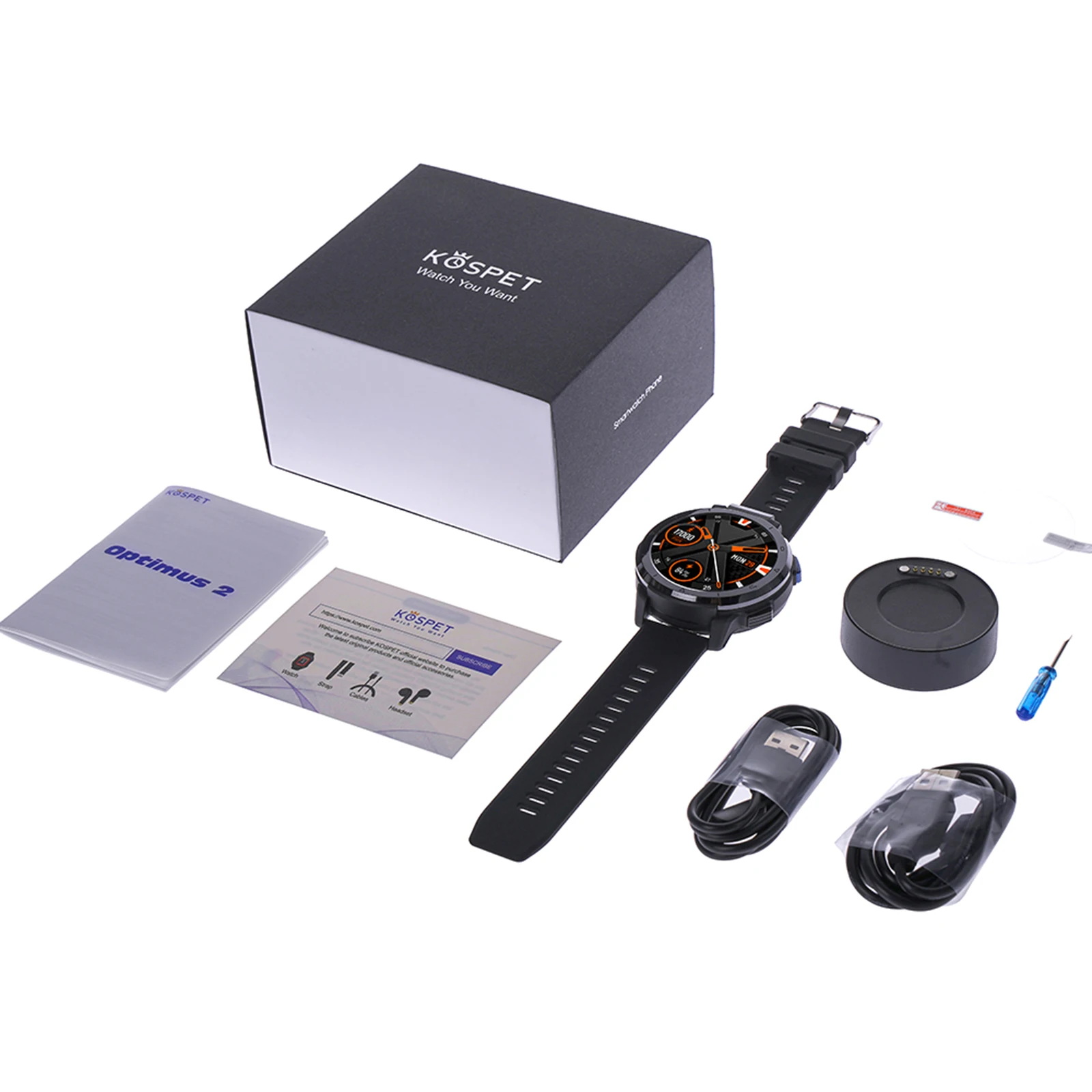 Смарт-часы KOSPET Optimus 2 Android 10 7 4 + 64 ГБ камера 13 МП 2260 мА · ч 4G WiFi GPS