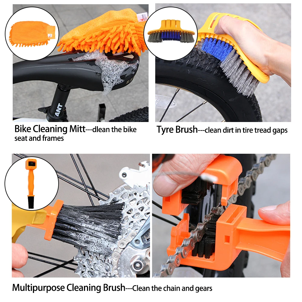

Bike Chain Cleaner Bicycle Clean Machine Brushes Cycling Cleaning Kit Bicycle Brush Maintenance Tool for Mountain Road City BMX