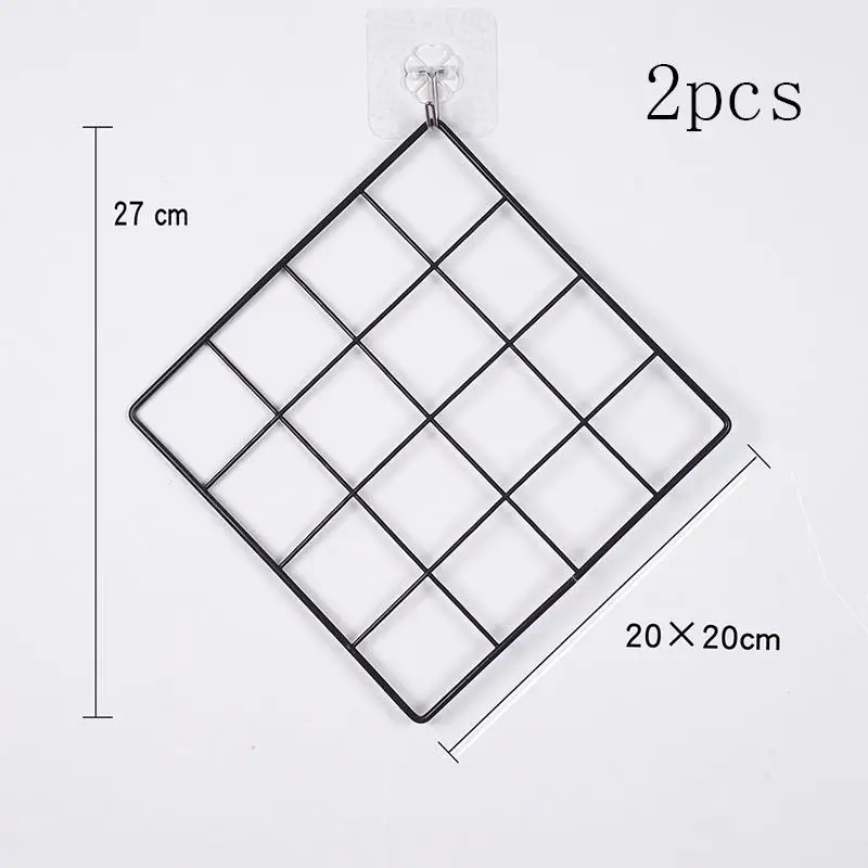 2pcs Простой однотонный цвет железная квадратная сетка фото стена DIY креативный декоративный фото висячий дисплей металлическая сетчатая панель реквизит для фотографии - Цвет: 2pcs