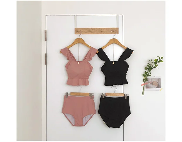

Korean Style High Waist Bikini Set Women Biquini Suit Two Pieces Swimwear Ruffle Swimsuit High Quality Beach Suit 2020