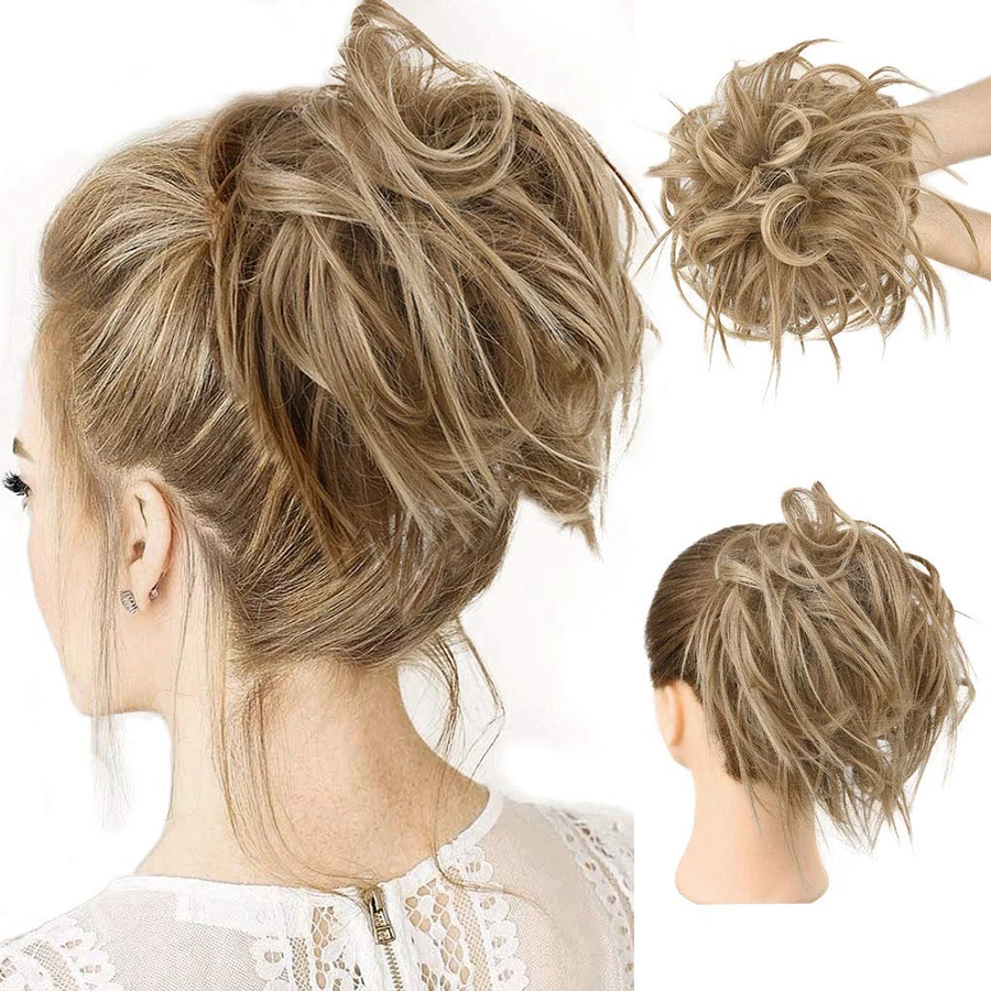 Elastic Hairpiece Short Ponytail Hair Extension Fake Synthetic Messy Bun Accessories for Women False Messi Overhead Pigtail