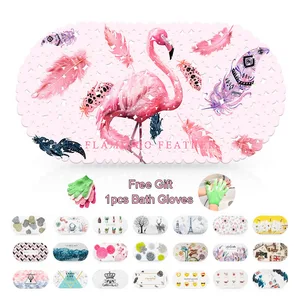 Противоскользящий коврик для ванной из ПВХ, 20 дюймов, с отверстиями на присосках, милый детский коврик для ванной комнаты, коврик для душа, мягкий массажный коврик 69x35 см