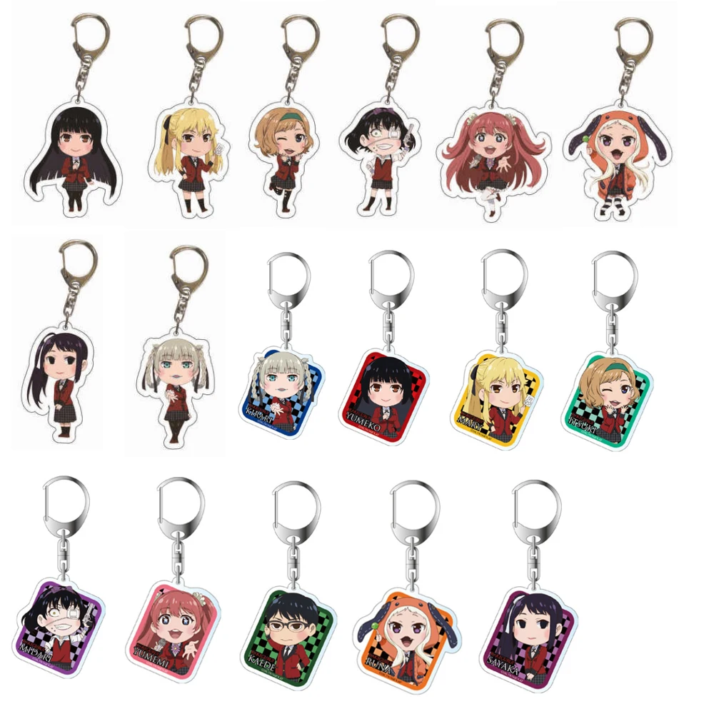

20Pcs Anime Kakegurui Compulsive Gambler Acrylic Keychain Yumeko Jabami Meari Saotome Itsuki Sumeragi Pendant Keyring Jewelry