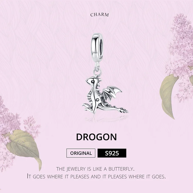 Браслет Pandora,, 925 пробы, серебряный, летающий дракон, амулеты, S925, милый, свирепый Орел, бисер, сделай сам, для изготовления ювелирных изделий