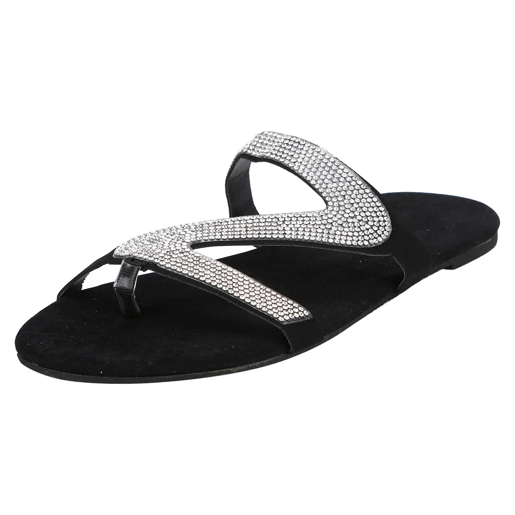 

Casual Solid Crystal Slaps Women Roman Plus-size Flat Slippers Shoes For Woman Bohemian Style Women's Summer Footwear Flip Flops