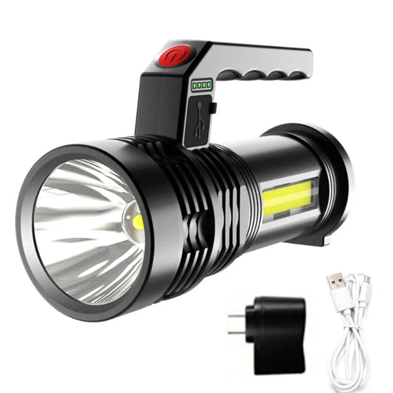 

high power Led flash light portable hand flashlight handheld USB recharge battery torches lighter floodlight searchlight Hunting
