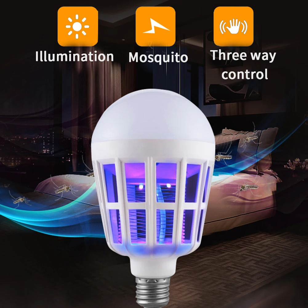 

AC 220V E27 Electronic Mosquito Killer Lamp 15W LED Light Bulbs Home Bedroom Insect Zapper Lamps Thermacell Anti-Mosquito Tool