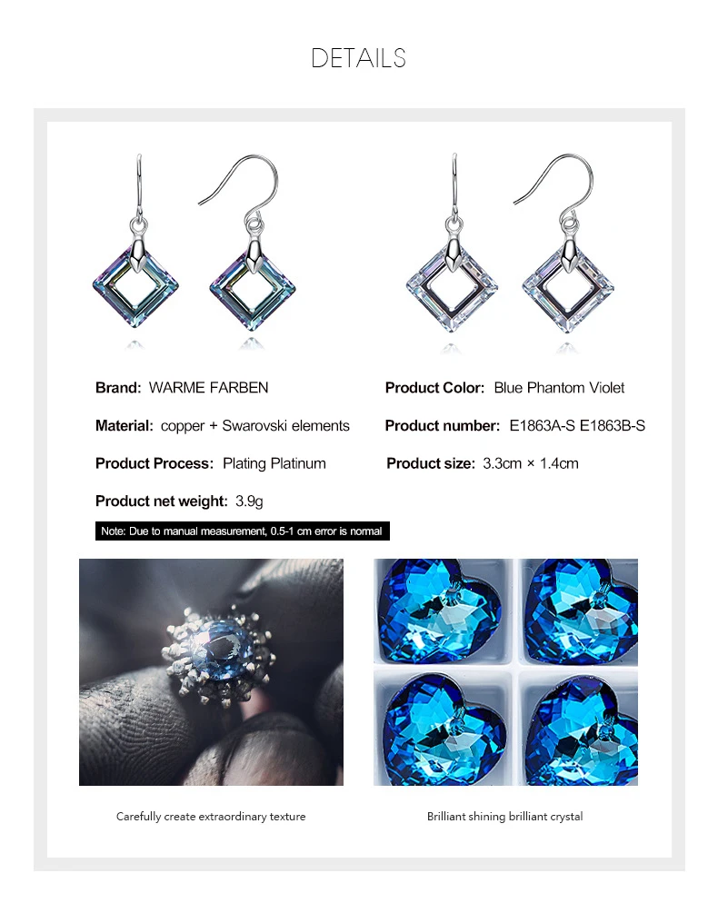 Warme Farben, женские серьги с кристаллами Swarovski, S925, серебряные серьги-капли с кристаллами, европейские ювелирные изделия, вечерние серьги