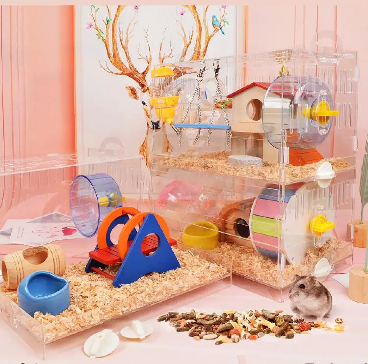 Ящик для хомяков акриловая клетка двойной большой вилла гнездо посылка коробка